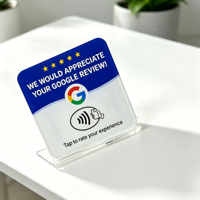 NFC Tap Google Review Acryl-Schild mit Offsetdruck 13,56 MHz NTAG215 Chip für Anpassbare Restaurant-, Salon- und Einzelhandelsgeschäftsanwendungen