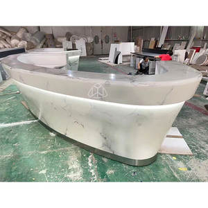 Escritorio de recepción de piedra artificial, simple y personalizado, para oficina de peluquería y tienda minorista - Product Image 1