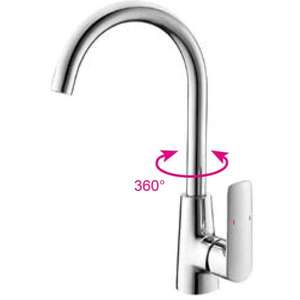 Robinet de lavabo de cuisine d'origine chinoise, corps en laiton, traitement de surface chromé, doté d'une rotation à 360 degrés - Product Image 3