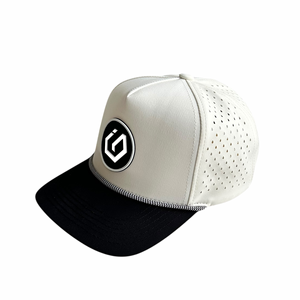 5 panneaux blanc noir bord imperméable chapeau hommes casquettes de Baseball découpé au Laser chapeau de Golf en caoutchouc PVC logo 2 tons perforé casquettes de Golf - Product Image 3