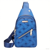 Sac bandoulière matelassé bleu marine avec sangle réglable, compartiments à double fermeture éclair, poche diagonale avant pour le voyage
