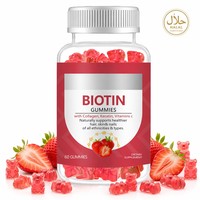 Bonbons Gommeux de Beauté Halal Personnalisables OEM ODM avec Logo, Vitamines Biotine 5000mcg, Supplément pour la Croissance Capillaire à la Biotine, Prêts à l'Achat