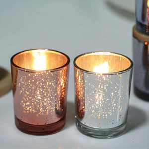 Portavelas de Vidrio Cilíndrico con Diseño Electrochapado, Mini, 95 ml, 3 oz, con Tapa de Madera de Bambú, para Navidad, Venta Caliente - Product Image 5