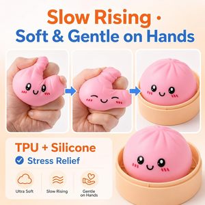 Balle anti-stress personnalisable en forme de dumpling, gadget de décompression esthétique pour bureau, souple, faite à la main, pour adultes, soulagement de l'anxiété - Product Image 3