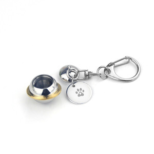 Ready to Ship | Minimalist Stainless Steel Pet Ashes Sphere Keychain | Paw-Print Charm Urn Pendant for Dog &amp; <strong>Cat</strong> <strong>Memorial</strong> - Product Image 3