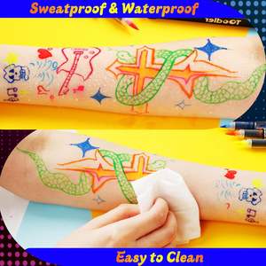 Набор маркеров для лица Flysea UV Neon, 12 цветов, светящиеся в темноте, смываемые временные татуировки, подарки для Рождества и Хэллоуина, в коробке - Product Image 6