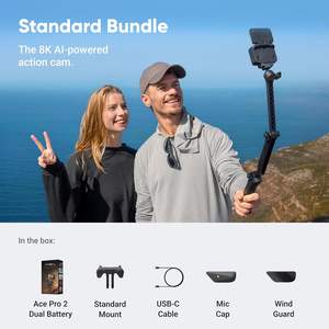 Caméra d'action étanche Insta360 Ace Pro 2 avec pack double batterie, 8K, conçue en collaboration avec Leica, capteur 1/1.3, double puce IA - Product Image 6