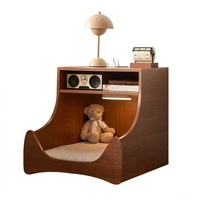 Table de chevet multifonctionnelle en bois avec chargeur sans fil et lumière LED pour salle à manger, salon et chambre à coucher