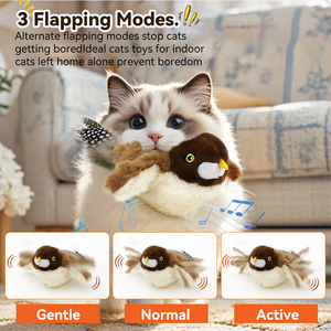 NOUVEAU Jouet en peluche pour animaux de compagnie Flapping Sound Shaking Shaking Bird Electric Cat Toy Pet Self High Simulation Fish Swinging wings Bird - Product Image 5