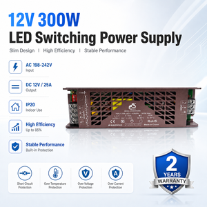 Fuente de Alimentación Conmutada LED Slim de 12V 200W 16.7A IP20, Controlador Metálico AC 198-242V OEM ODM para Iluminación LED - Product Image 1