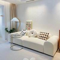Canapé modulaire VONLIVA de style nordique recouvert de flanelle pour petits appartements - Trois places, structure en bois, idéal pour Instagram
