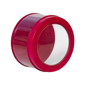 Vòng Hình Dạng 7.5 Cm Đường Kính Màu Đỏ Vàng Rỗng Rõ Ràng <span class=keywords><strong>PVC</strong></span> Tinplate Nắp Có Thể Hộp Quà Tặng Bao Bì Hộp Thiếc Container Với Cửa Sổ Rõ Ràng - Product Image 5