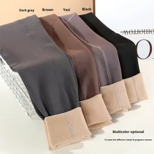 Automne hiver nouvelle mode pantalon de requin doublé <span class=keywords><strong>polaire</strong></span> avec poches vêtements d'extérieur chauds Leggings taille sans couture pantalon de maternité - Product Image 5