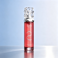 Ensemble de flacons et pots en verre rouge pour emballage cosmétique avec bouchon en cristal, logo personnalisé pour marque et étiquette privée