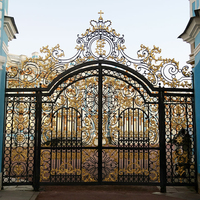 Portail double en fer forgé orné YOUFINE, style classique avec motifs en spirale, pour allée de villa ou de propriété