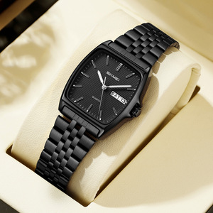 <b>Men's</b> and Women's Steel Strap Quartz <b>Watch</b> with Sunday Calendar and Business Design for Wrist - Product Image 4