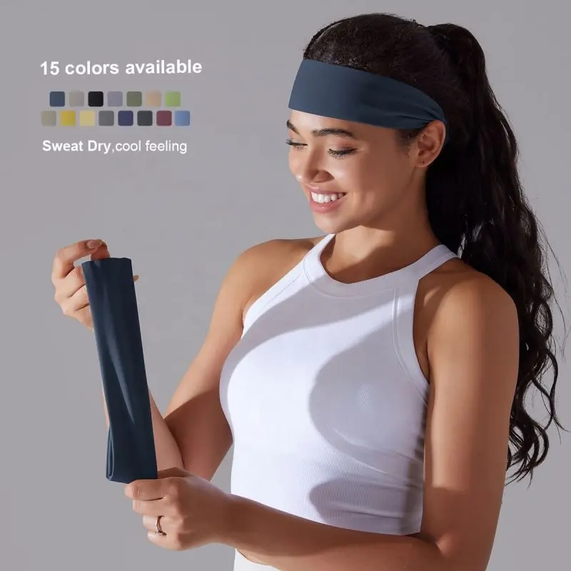 Toptan ter-fitilleme hızlı kuru ter bantlar kadınlar için özel yüksek elastik egzersiz spor Yoga Headbands