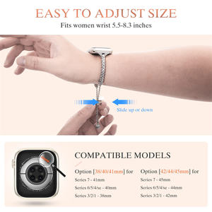 สายนาฬิกาแฟชั่น Correa สำหรับผู้หญิง,สายรัดเพชรสำหรับ <span class=keywords><strong>Apple</strong></span> Watch Ultra Band 8 7 6 <span class=keywords><strong>SE</strong></span> สายโลหะขนาด<span class=keywords><strong>2023</strong></span> 49มม. 44มม. 40มม. 41มม. 45มม. - Product Image 5