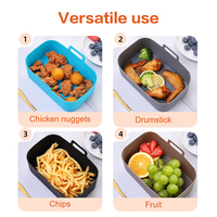Doublures rectangulaires en Silicone pour friteuse à Air Ninja, pour double panier, friteuse à Air en Silicone avec poignées
