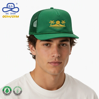 Casquettes de camionneur personnalisées brodées de qualité supérieure OEM avec logo de marque privée, motifs, dos en maille, visière plate avec corde pour promotion de marque