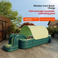 Toboggan gonflable automatique en PVC pour piscine avec auvent et pare-soleil épaissi, château gonflable durable pour enfants