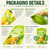 Sachets Doypack en aluminium et PET imprimés avec logo personnalisé, pour jus de fruits et boissons liquides, avec paille intégrée