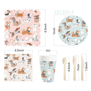 Juego de Vajilla para Fiesta de Perros DAMAI, Vajilla para Cumpleaños Infantiles, Incluye Platos de Papel, Servilletas, Manteles y Vasos para 8 Personas - Product Image 4