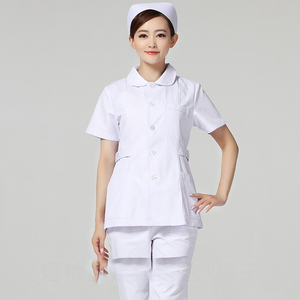 Ensemble de tenue médicale tissée à manches courtes avec col <span class=keywords><strong>Peter</strong></span> Pan pour hôpital, clinique, médecin, infirmière, blouse médicale OEM - Product Image 2