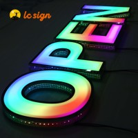 RGB LED Kanallı Açık Harfli Özel Logo Tabelası Tam Renkli Programlanabilir Akrilik Işıklı Harfler Dış Mekan İşletme Tabelası