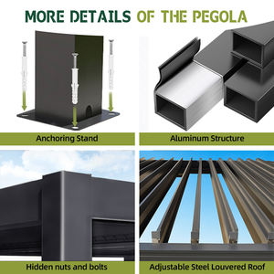 Toit à persiennes motorisées <span class=keywords><strong>Abri</strong></span> extérieur en aluminium imperméable à l'eau <span class=keywords><strong>4X4</strong></span> 6X4 <span class=keywords><strong>Jardin</strong></span> Patio Pergola d'arrière-cour - Product Image 4