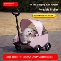 Poussette pliable multifonctionnelle à 4 roues pour animaux de compagnie, chariot de voyage léger pour petits animaux