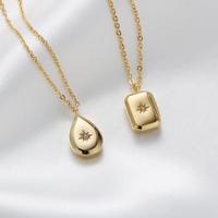 Collier double étoile du nord, en acier inoxydable, plaqué or 18K, pendentif Rectangle, bijoux de Couples, fête des mères