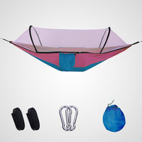 Hamac double de camping avec moustiquaire et auvent amovible, en nylon 210T, toutes saisons, pour le backpacking et les voyages