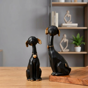 Premium Durable Black and <b>Gold</b> Metal Resin Dog <b>Statue</b> High Grade Handmade Modern Design Home Office Decorative Showpiece - Product Image 5