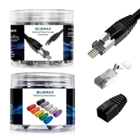 ZOERAX 50er-Pack RJ45 CAT7 CAT6A Durchgangsverbinder, geschirmter Netzwerk-Modularstecker, 3-polig mit Zugentlastungsstiefeln