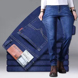 Nuovo stile jeans da uomo a gamba dritta 2024 alla moda, resistente, vita alta e casual elasticizzata, pantaloni lunghi di alta qualità