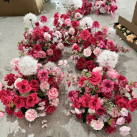 Nouvelle Boule Florale PPS Rose Madder Pissenlit en Soie pour Centre de Table Mariage Événement Décoration Maison
