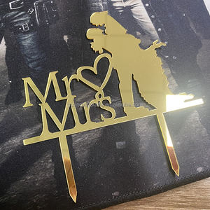 Décoration de gâteau de mariage en acrylique miroir doré Décoration de gâteau de mariage en acrylique <span class=keywords><strong>Mr</strong></span> & Mrs - Product Image 2