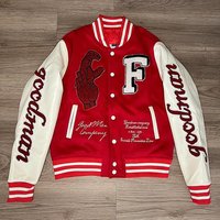 Veste de baseball en satin de soie pour hommes avec des patchs brodés en chenille personnalisés, motif de lettres, coupe-vent, doublure en polaire