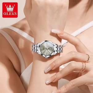 นาฬิกา OLEVS 9946 รุ่นดั้งเดิม นาฬิกาอัตโนมัติสำหรับผู้หญิง ดีไซน์คลาสสิก หน้าปัดเพชร พร้อมปฏิทินคู่ นาฬิกาข้อมือผู้หญิงระบบจักรกล นาฬิกาหรู - Product Image 3