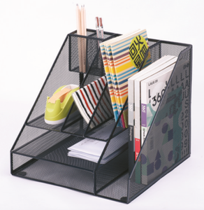 Organisateur de bureau multi-compartiments, porte-documents en fer, étagère de rangement de bureau - Product Image 1