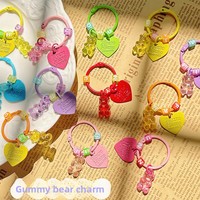 Porte-clés en métal transparent avec petit ours et cœur, breloque mignonne pour coque de téléphone DIY et pendentif de sac d'étudiant