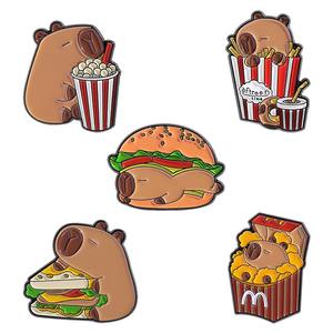 Karikatür sevimli Capybara aperatif serisi broşlar eğlenceli Schoolbag kalem kutusu rozetleri kolye süslemeleri pimleri ve aksesuarları - Product Image 1