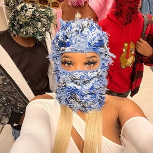 Personalizado Malha Balaclava Rosto Malha Máscara Facial Completa Capa Um Buraco Designer Grassy Angustiado Fuzzy Balaclava Máscara De Esqui - Product Image 1