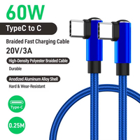 Câble de données court 0,25 m/0,5 m, coudé à 90 degrés, USB-A vers USB-C, câble de charge rapide pour iPhone 15 16 17 Xiaomi Samsung Huawei