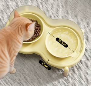 Wholesale Elevated Double <b>Ceramic</b> Pet Bowls, Anti-spill Raised Cat Food Water Bowl with Custom Logo - Product Image 2