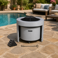 Barbecues MGO avec table 2-en-1, aspect pierre, gril à charbon de bois d'extérieur avec roues et écran anti-étincelles pour jardin, patio, mobilier d'extérieur