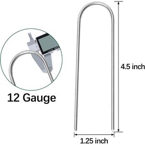 HOUYA U Shaped Staples 4 Inch Galvanized Steel Heavy Duty <b>Garden</b> Stakes - Product Image 2