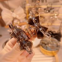 Nouvelle pince à cheveux coréenne haut de gamme avec petits strass, nœud pour franges et cheveux rebelles, accessoires pour femmes, vente en gros