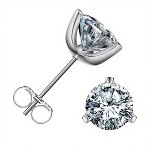 Pendientes de Flor de Plata de Ley 925 Chapados en Oro con Incrustaciones de Circonitas Brillantes de 2CT, 1CT y 3CT, Certificado GRA, Unisex - Product Image 4